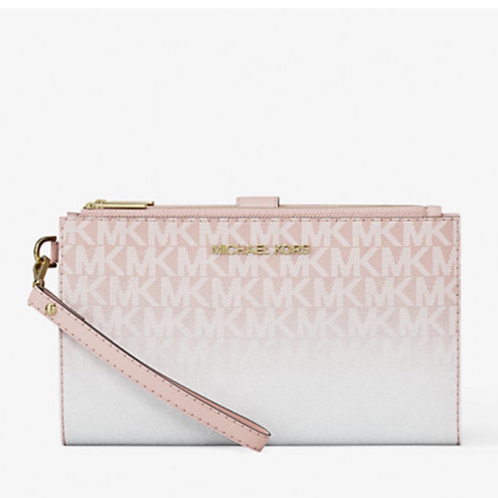 MICHAEL KORS Jet Set Lg Ombré Signature Logo Wristlet Phone Holder 
POWDER BLUSH